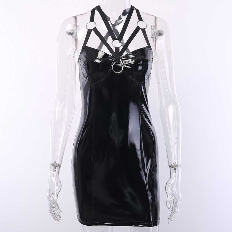 Dark Slim Gothic Cross Sling Dress