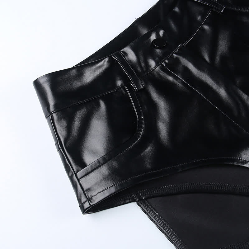 Sexy High Waist PU Leather Shorts Lingerie