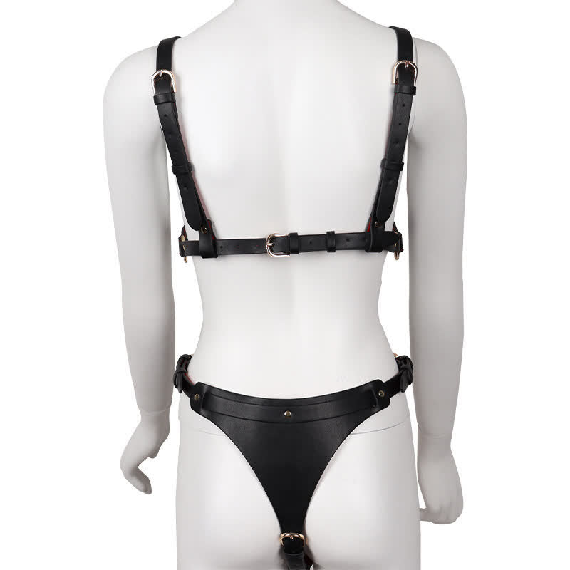 Sexy Zipper PU Lingerie Set