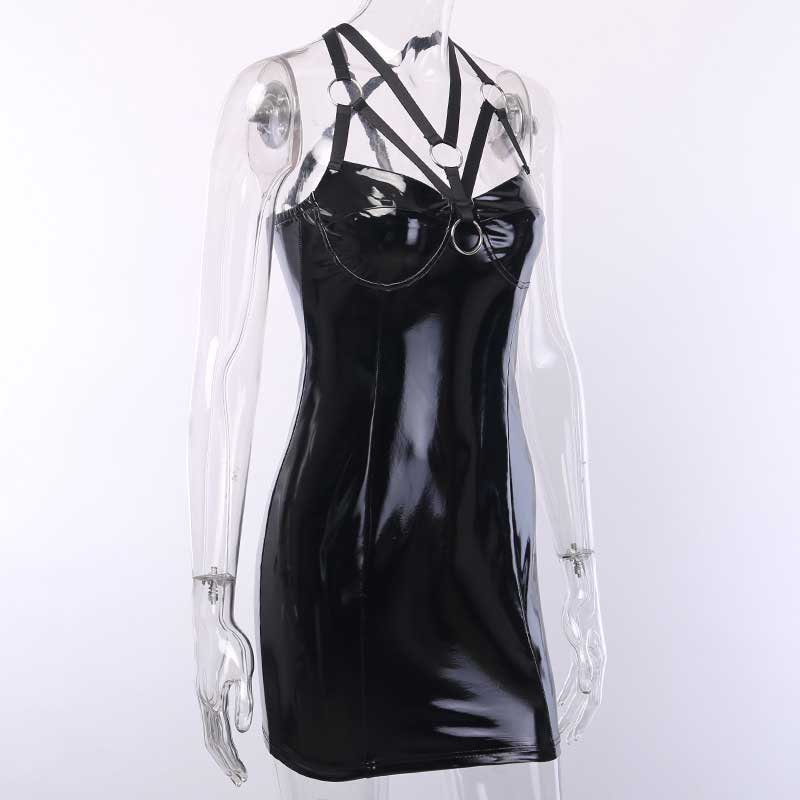 Dark Slim Gothic Cross Sling Dress