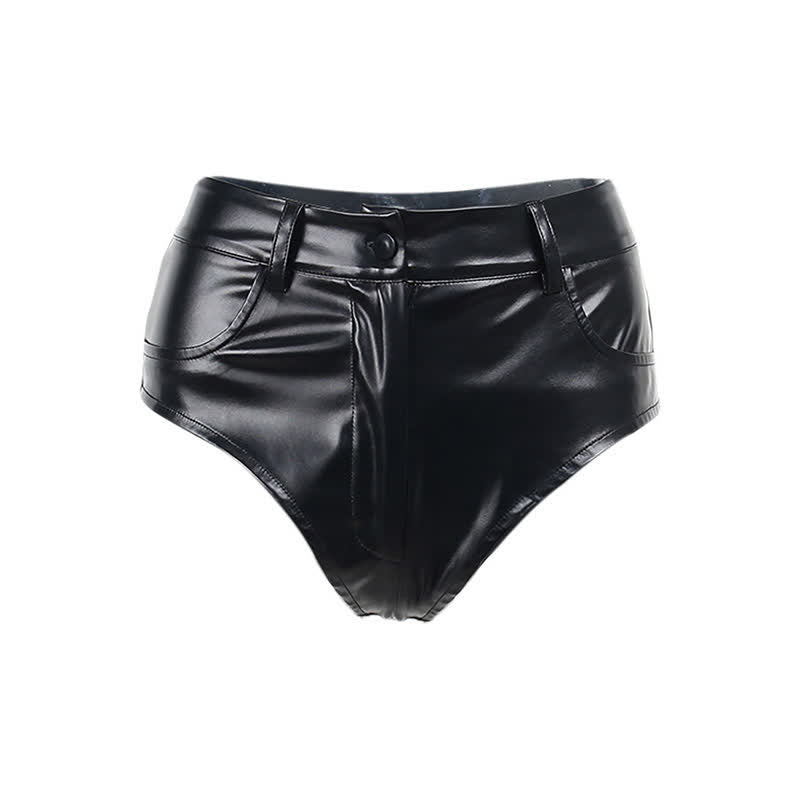 Sexy High Waist PU Leather Shorts Lingerie
