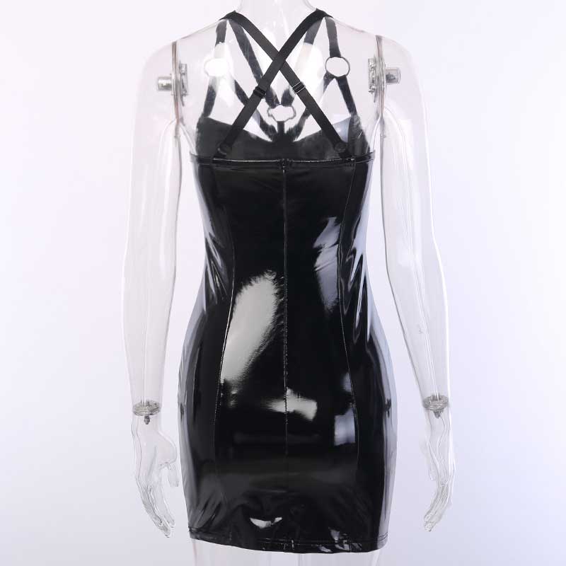 Dark Slim Gothic Cross Sling Dress