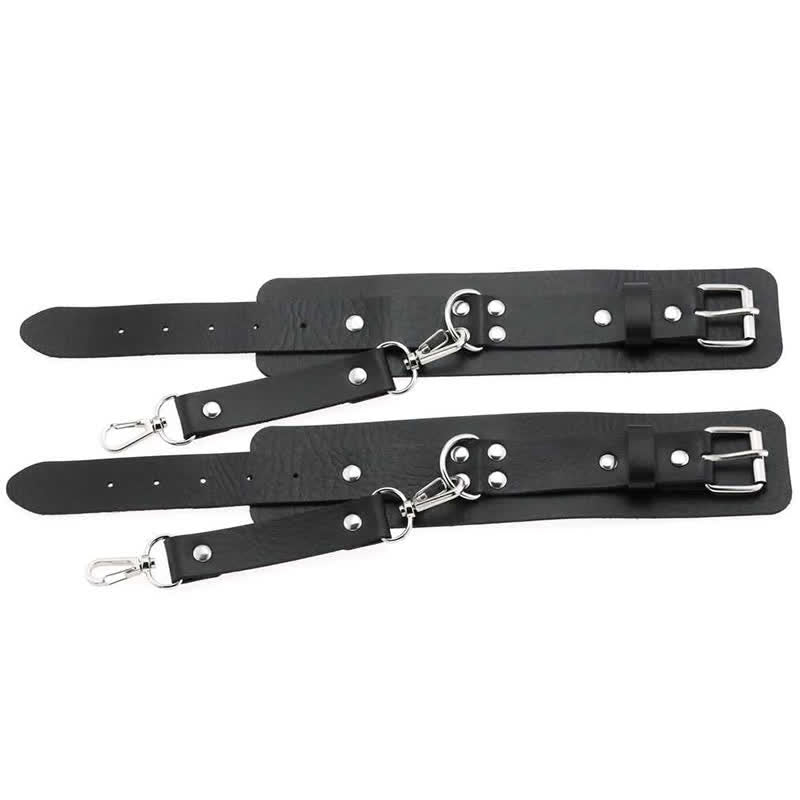 Hollow Out PU Leg Harness Lingerie With Handcuffs