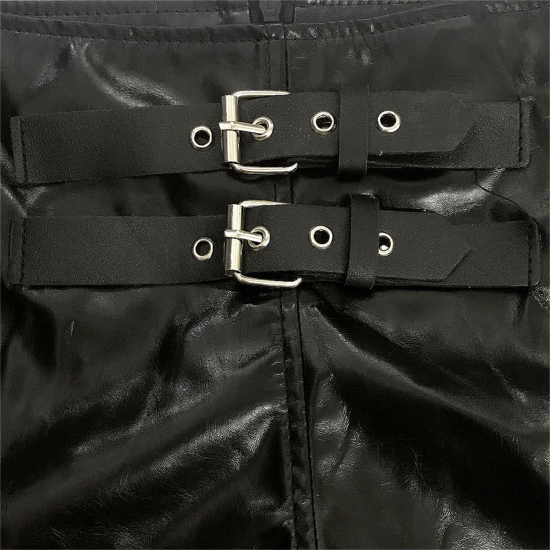 Sexy Hollow Out PU Leather Shorts
