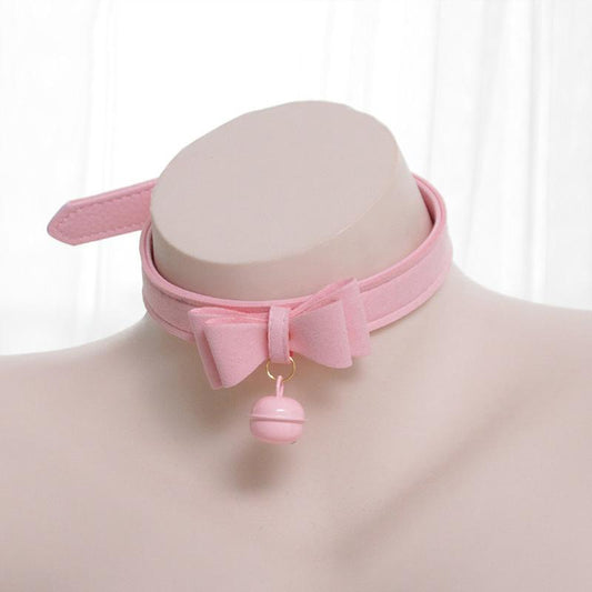 Cosplay Bow Bell Leather Adjustable Choker Chain
