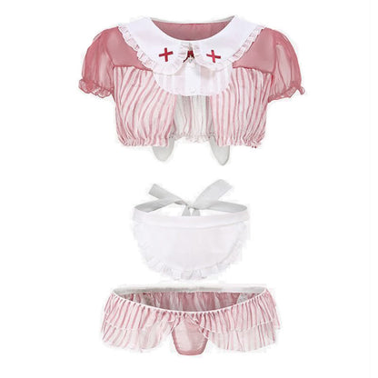 Cosplay Nurse Bunny Ears Stripe Lingerie Set