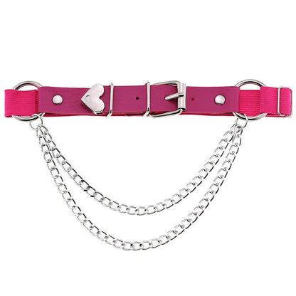 Punk Love Heart Chain Leather Leg Ring