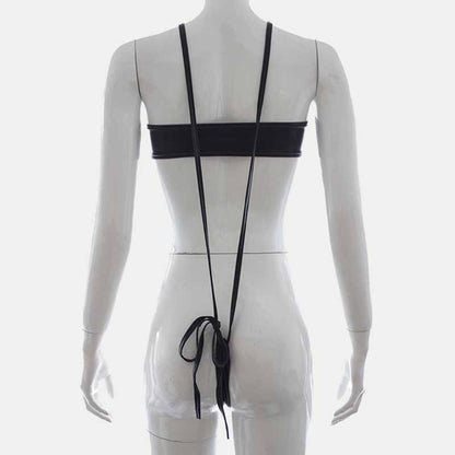 Hoop Deocr Sexy Halter One-piece PU Lingerie