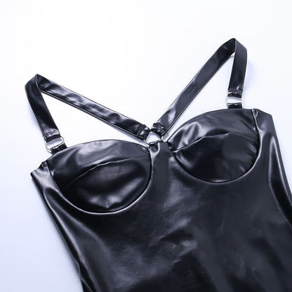 Cosplay Bunny Sexy PU Slip Dress Lingerie Set