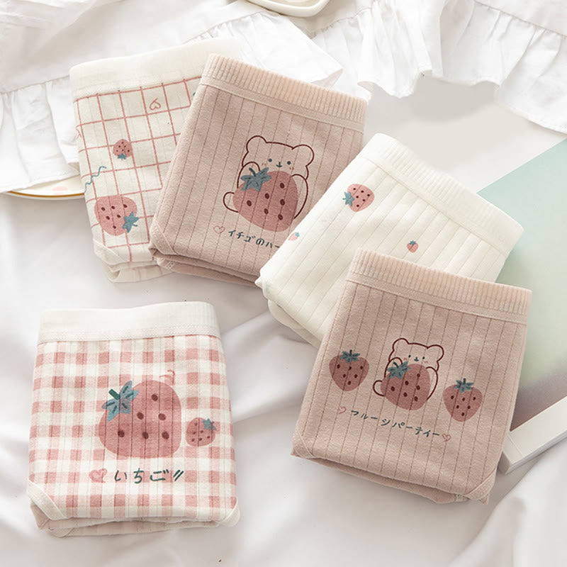 5 Pack Bear Strawberries Print Panty Set