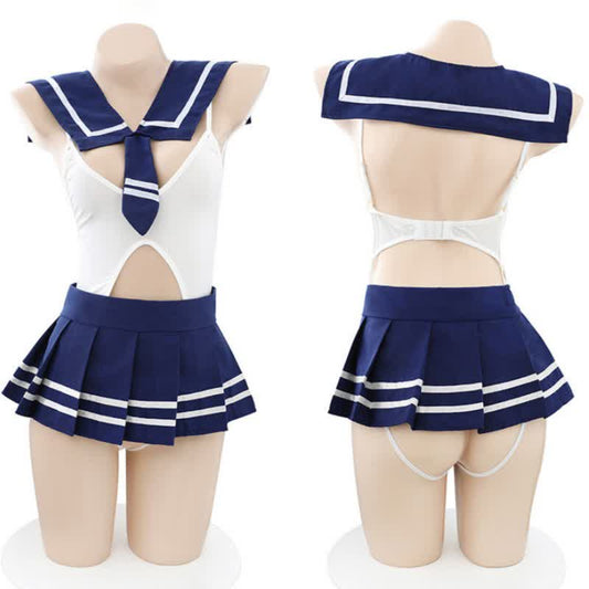 Cosplay Sailor Collar Hollow Out One-piece Uniform Lingerie