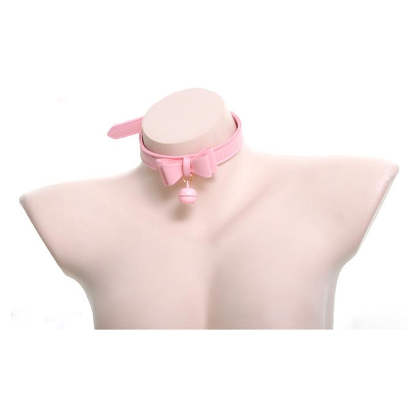 Cosplay Bow Bell Leather Adjustable Choker Chain