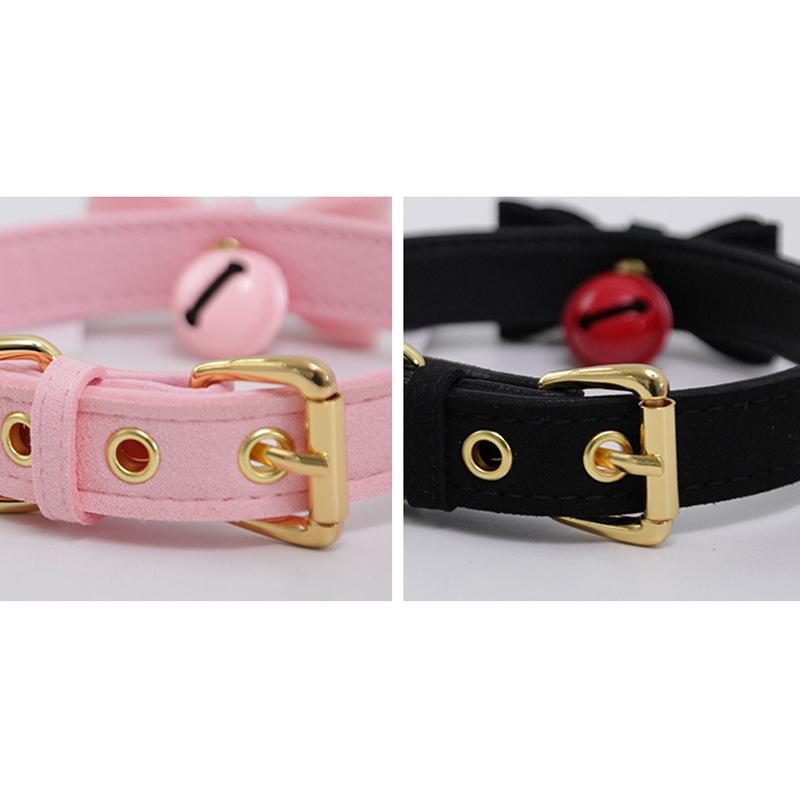 Cosplay Bow Bell Leather Adjustable Choker Chain