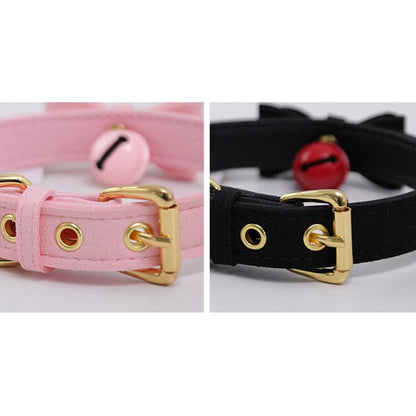 Cosplay Bow Bell Leather Adjustable Choker Chain