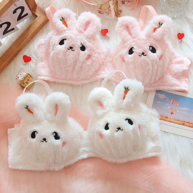 Kawaii Bunny Embroidery Plush Lingerie Set