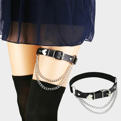 Punk Love Heart Chain Leather Leg Ring