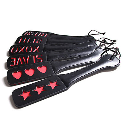 Letter Hollow Out Double PU Whipped Costume Beat