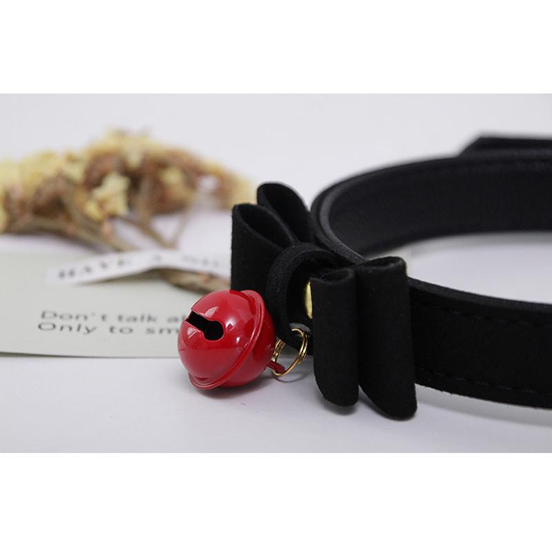 Cosplay Bow Bell Leather Adjustable Choker Chain