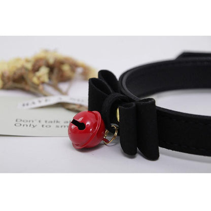Cosplay Bow Bell Leather Adjustable Choker Chain