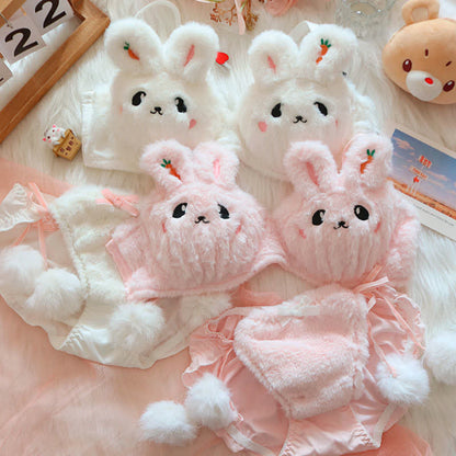 Kawaii Bunny Embroidery Plush Lingerie Set