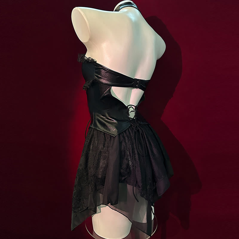 Lace Hollow Out Backless Lingerie Set