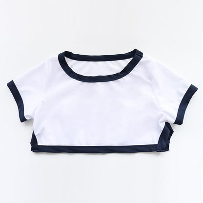 School Style Split Mini Crop Top Panty Lingerie Set