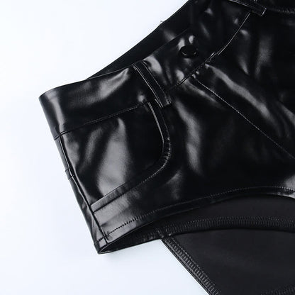 Sexy High Waist PU Leather Shorts Lingerie