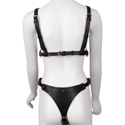 Sexy Zipper PU Lingerie Set