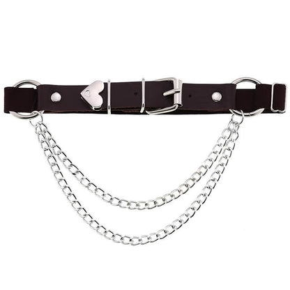 Punk Love Heart Chain Leather Leg Ring