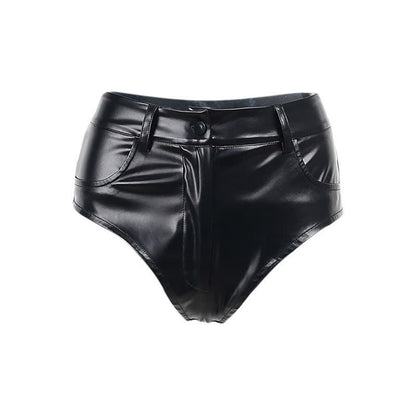 Sexy High Waist PU Leather Shorts Lingerie