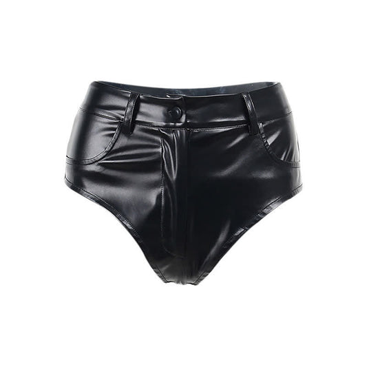 Sexy High Waist PU Leather Shorts Lingerie