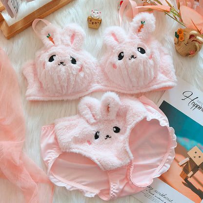 Kawaii Bunny Embroidery Plush Lingerie Set