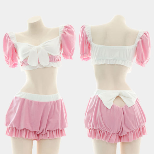 Sweet Bow Knot Maid Lingerie Set