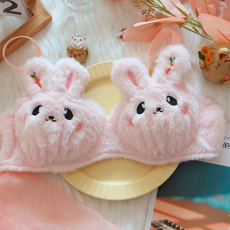 Kawaii Bunny Embroidery Plush Lingerie Set