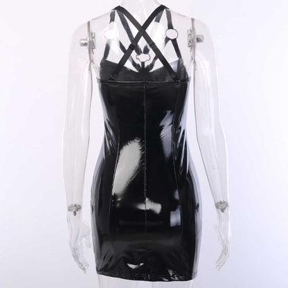 Dark Slim Gothic Cross Sling Dress