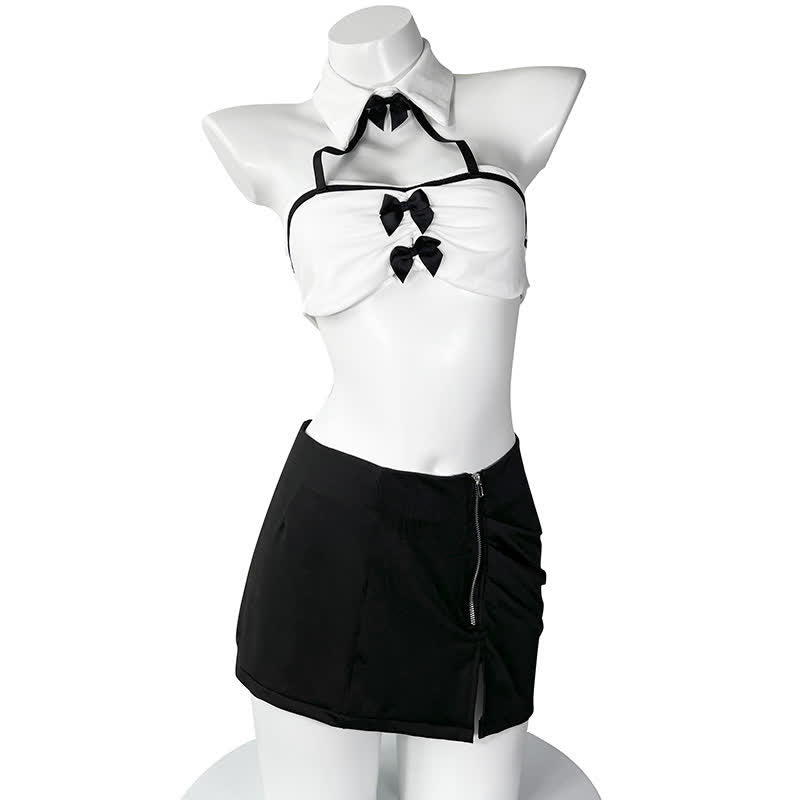 Bowknot OL Uniform Lingerie Stockings Set