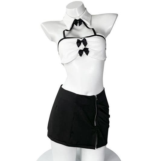 Bowknot OL Uniform Lingerie Stockings Set