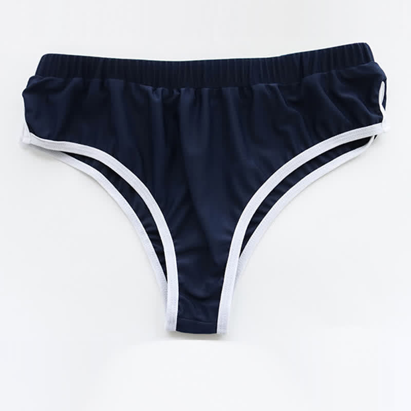 School Style Split Mini Crop Top Panty Lingerie Set