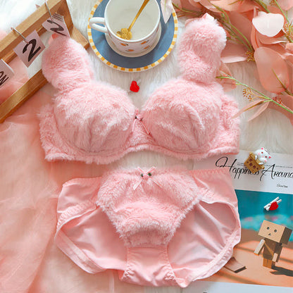 Kawaii Bunny Embroidery Plush Lingerie Set