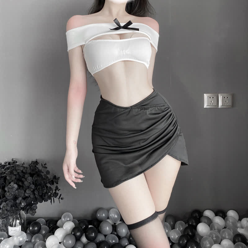 Hollot Out Sexy OL Uniform Lingerie Stockings Set
