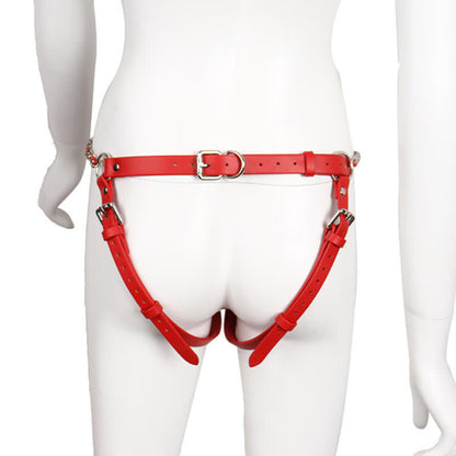 Sexy Halter Chain Hollow Out PU Lingerie Set