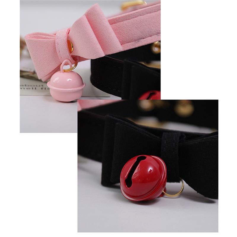 Cosplay Bow Bell Leather Adjustable Choker Chain