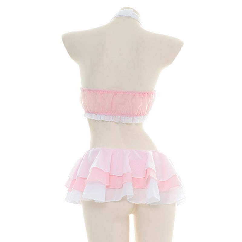 Cute Cat Bow Knot Chiffon Lingerie Set