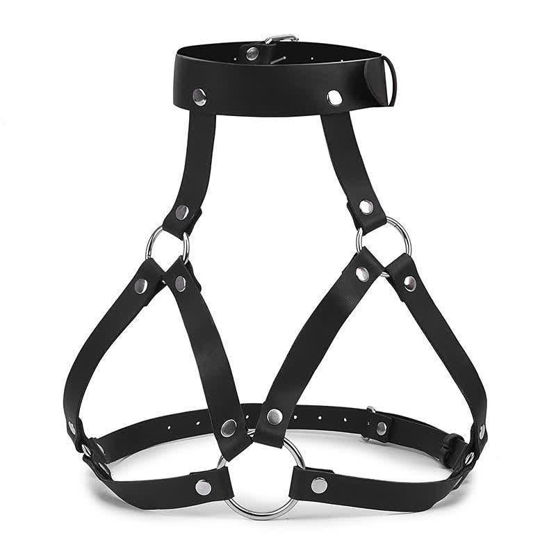 Hollow Out PU Lingerie With Face Shield