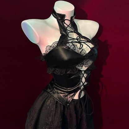 Lace Hollow Out Backless Lingerie Set