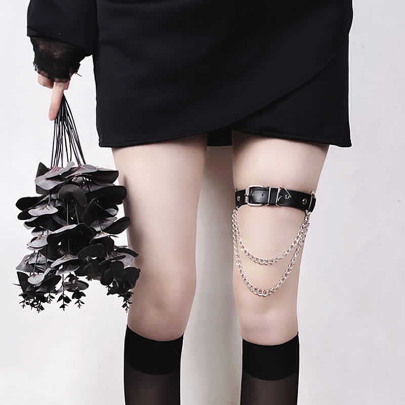 Punk Love Heart Chain Leather Leg Ring