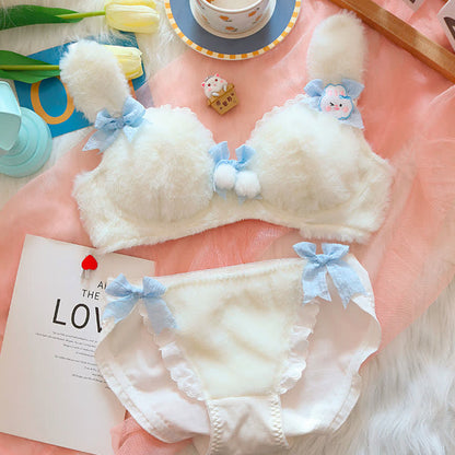 Kawaii Bunny Embroidery Plush Lingerie Set
