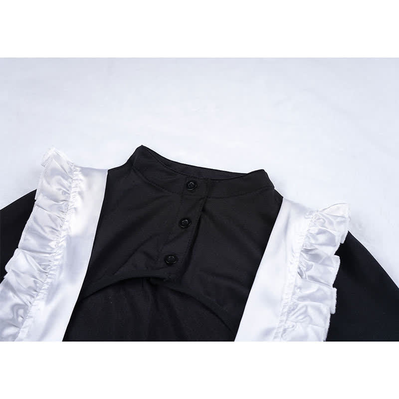 Cosplay Maid Hollow Out Sexy Jumpsuit Lingerie Set
