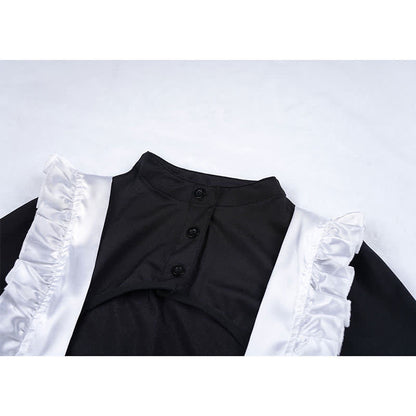 Cosplay Maid Hollow Out Sexy Jumpsuit Lingerie Set