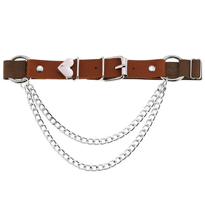 Punk Love Heart Chain Leather Leg Ring